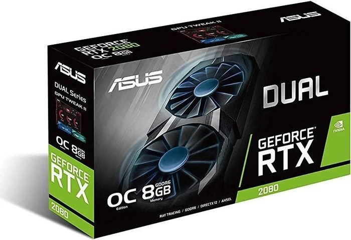 ASUS Dual GeForce RTX 2080 OC, DUAL-RTX2080-O8G, 8GB GDDR6, HDMI, USB-C, 3x DP