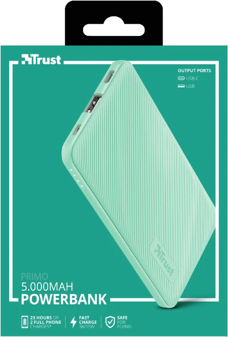 Trust Primo Ultra-thin Powerbank 5000mAh türkis