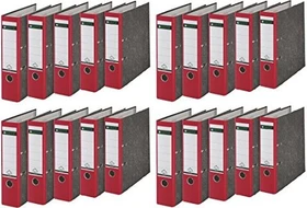 Leitz Qualitäts Ordner 2-Ring 180° Klimaneutral, 80mm, A4, schwarz/rot, 20er-Pack