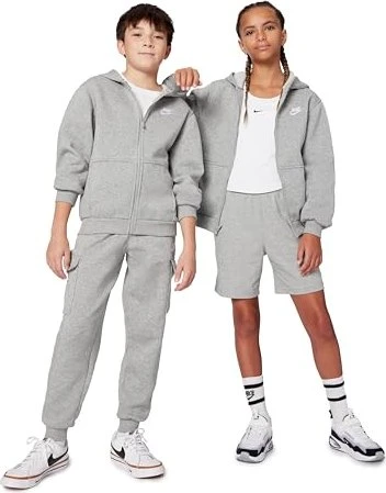 Nike Sportswear Club Fleece Hoodie dark grey heather/base grey/white (Junior)