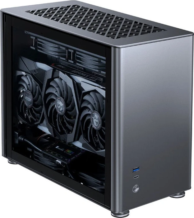 Jonsbo A4, grau, Glasfenster, Mini-ITX
