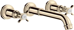 Hansgrohe Axor Montreux 3-Loch Waschtischarmatur für Wandmontage und Kreuzgriffen polished nickel