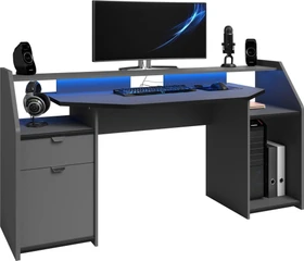 Parisot Set-Up Gaming Tisch Schreibtisch mit LED-Beleuchtung 131x67cm Carbon/Carbon