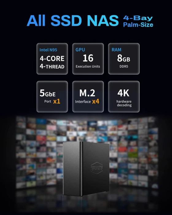 TerraMaster F4 SSD, Intel N95, 8GB RAM, 1x RJ-45 5GBase-T, 1x USB-C 3.1