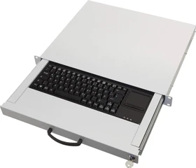 aixcase 1HE mit Tastatur + Touchpad für 19"-Rack, Tastaturschublade, DE