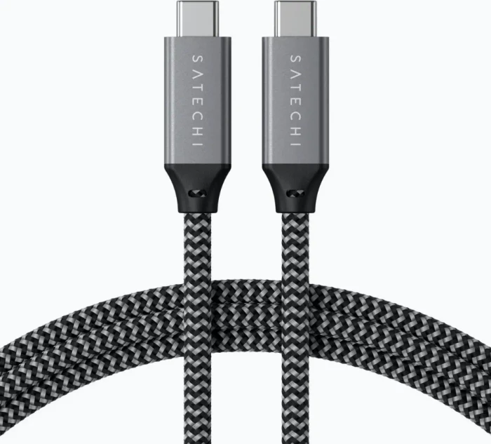 Satechi USB4 Kabel, 40Gb/s, 100W PD, USB-C Stecker auf USB-C Stecker, Space Grey, 80cm