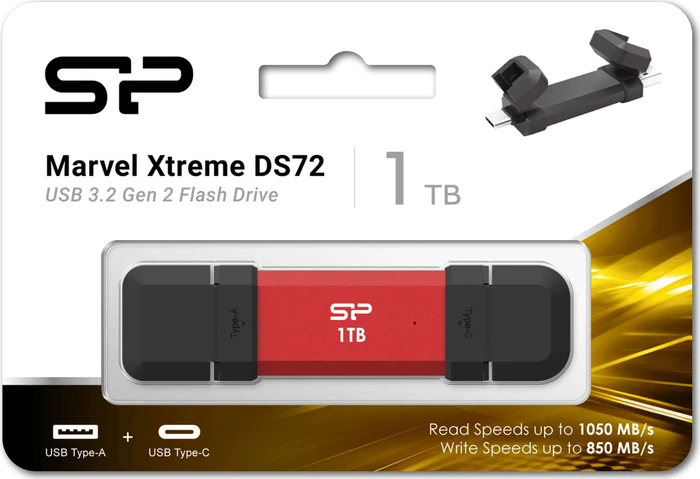 Silicon Power DS72 250GB rot, USB-A + USB-C, USB 3.2 Gen 2×1