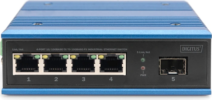 Digitus DN-65 Industrial Railmount Switch, 4x RJ-45, 1x SFP