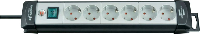 Brennenstuhl Premium-Line mit Schalter, 6-fach, 5m, schwarz/grau