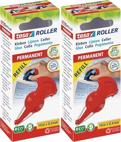 tesa Roller Kleben Permanent ecoLogo Nachfüllkassette, 8.4mm/14m, 1 Stück