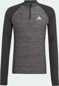 adidas Gym+ Training 3-Streifen 1/4 Zip Funktionsshirt langarm black melange (Herren)