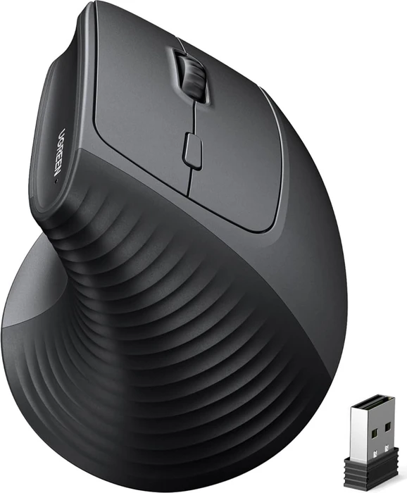 Ugreen M571 Ergonomic Vertical Wireless Mouse, schwarz, USB/Bluetooth