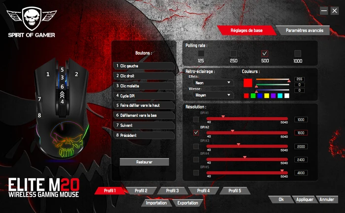 Spirit of Gamer ELITE-M20 Wireless Gaming Mouse schwarz, USB