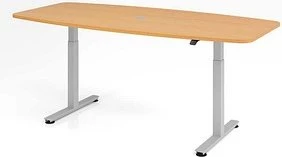 Hammerbacher Ergonomic Aktiv XMST22/6/S elektrisch höhenverstellbarer Konferenztisch 220x103cm Buche/silber