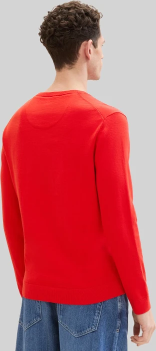 Tom Tailor Strickpullover mit V-Ausschnitt aus Baumwolle Strickpullover rot (Herren)