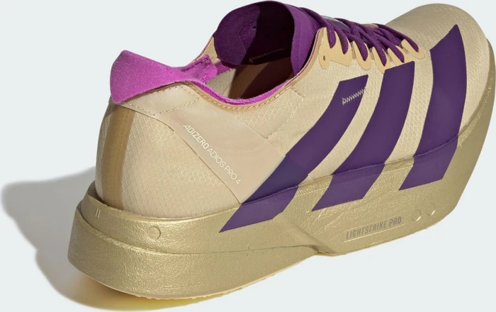 adidas Adizero Adios Pro 4 sand/rich purple/gold metallic (Herren)
