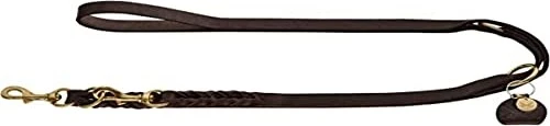 Hunter Sansibar Solid Verstellbare Führleine für Hunde, Leder, geflochten, robust, elegant, 1.5x200cm, braun