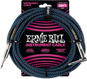 Ernie Ball 25' Braided Straight/Angle Instrument Cable Black/Blue