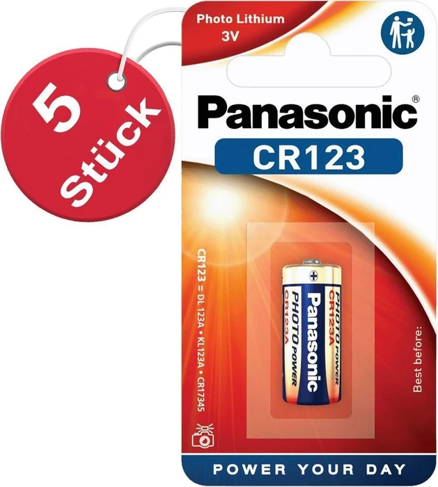 Panasonic Photo CR123A (CR123/CR17345), 5er-Pack