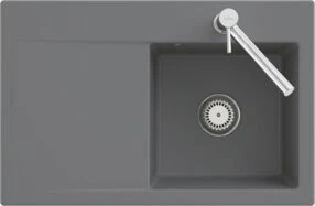 Villeroy & Boch Subway Style 45 Flat flächenbündig Becken links mit Ablauffernbedienung graphite