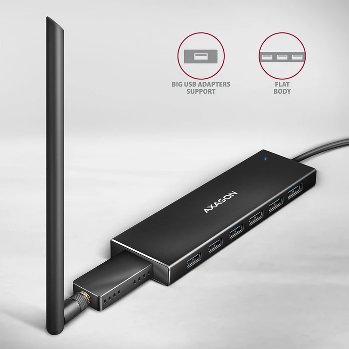 Axagon USB-Hub, 7x USB-A 3.0, USB-C 3.0 [Stecker]