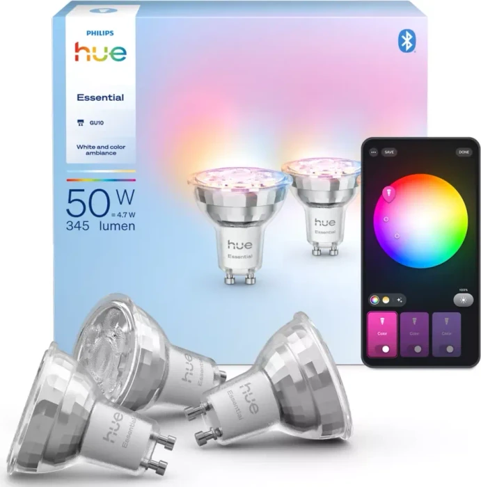 Philips Hue Essential White and Color Ambiance 345 GU10 4.7W, 3 Stück