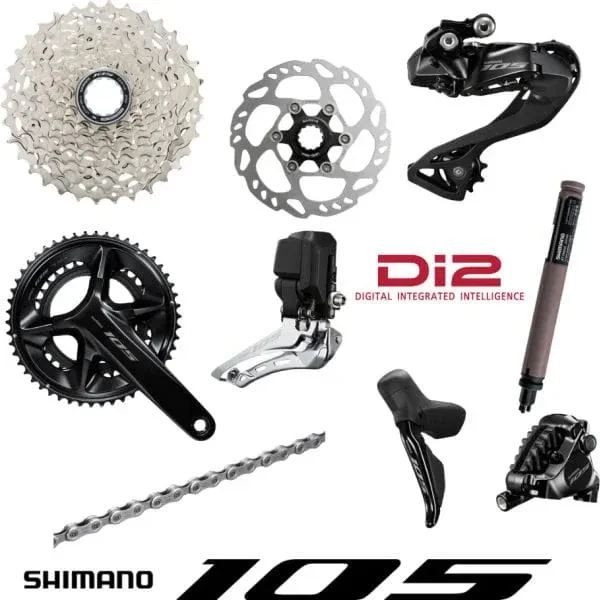 Shimano 105 Di2 R7170 mit hydraulischen Scheibenbremsen Komplettgruppe 2x12