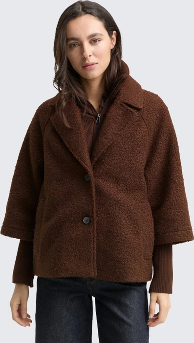 Tom Tailor Boucle Cape Jacke dark pecan brown (Damen)