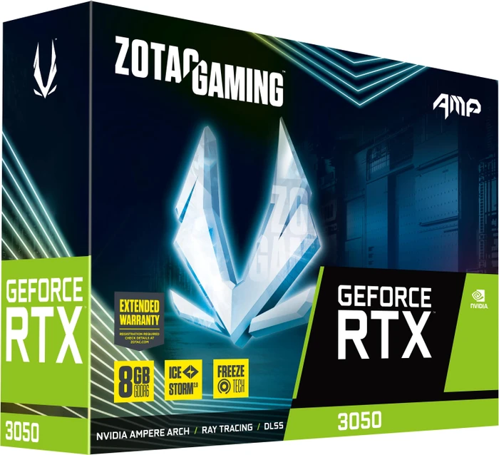 Zotac Gaming GeForce RTX 3050 AMP, 8GB GDDR6, HDMI, 3x DP