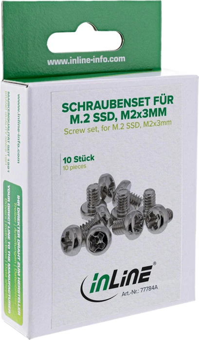 InLine Schraubenset für M.2 SSD Festplatten M2x3mm, 10er-Pack