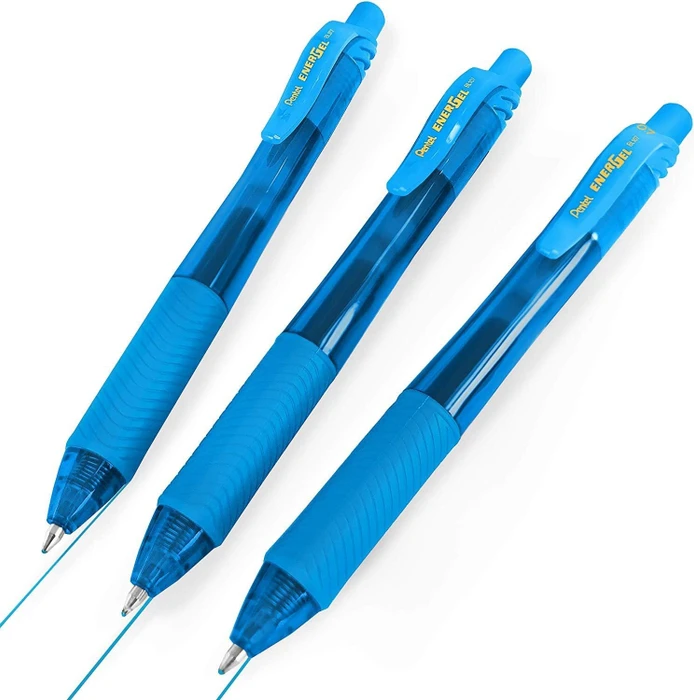 Pentel EnerGel X BL107 0.7mm/0.35mm Gelroller hellblau/transparent, 3er-Pack (BL107-SX-3) – Bild 2 von 4