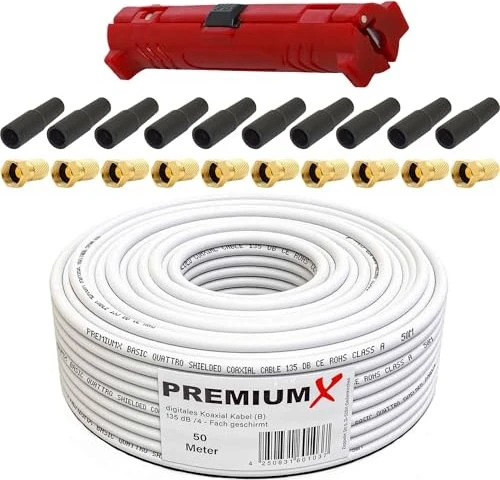 PremiumX Basic Koaxialkabel 135dB 4-fach geschirmt 50m