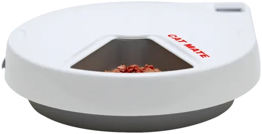Closer Pets Futterautomat Cat Mate C500, 5x 330g, Display, Timer, grau/weiß, Ø29cm
