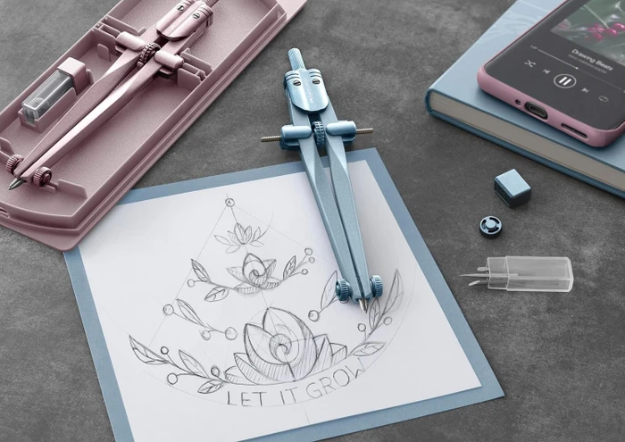 Faber-Castell Stream 2024 Schnellverstellzirkel, farbig sortiert, Klarsichtetui
