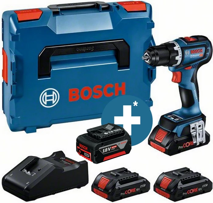 Bosch Professional GSR 18V-90 C Akku-Bohrschrauber inkl. L-Boxx + 3 Akkus 4.0Ah
