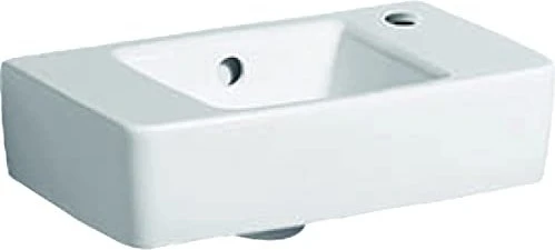 Geberit Renova Compact Handwaschbecken verkürzte Ausladung mit Ablagefläche 40cm, Hahnloch rechts, mit Überlauf, weiß