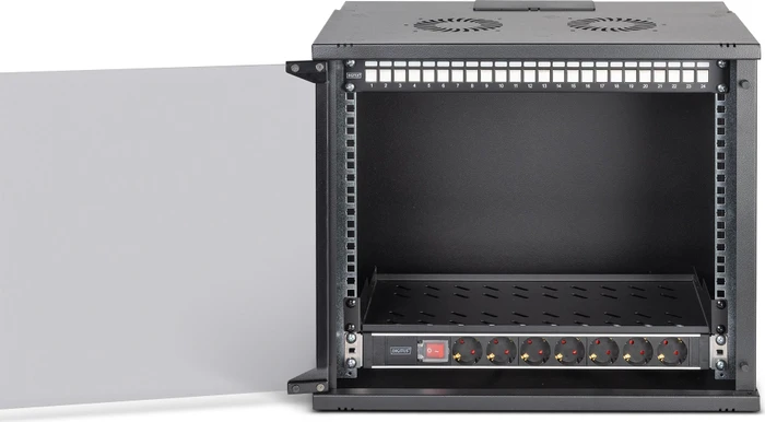 Digitus Professional SoHo Pro Line 19" Wandgehäuse SET 9HE, unmontiert, Sicherheitsglastür, IP20, RAL 9005, 400mm tief