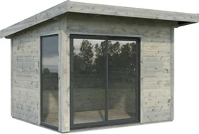Palmako Andrea 7.5m² Slide Plus Gartenhaus grau tauchgrundiert