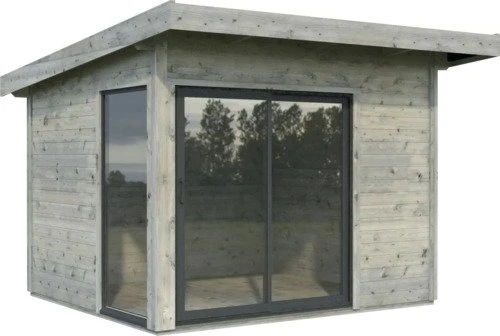 Palmako Andrea 7.5m² Slide Plus Gartenhaus grau tauchgrundiert