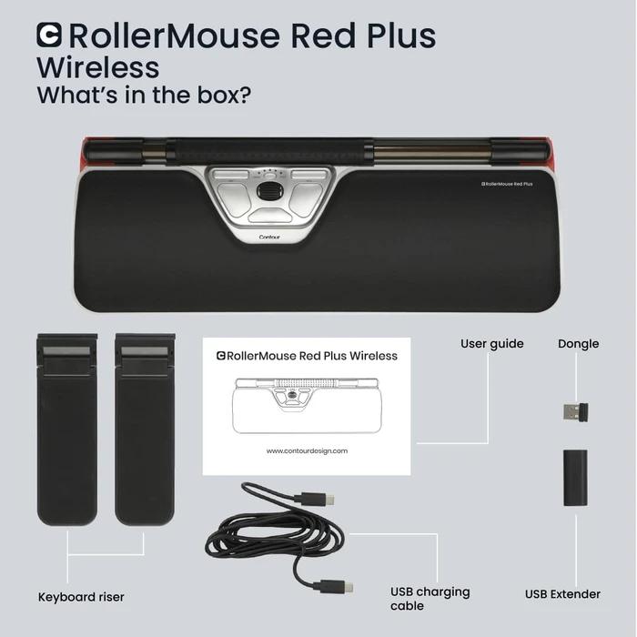 Contour Design RollerMouse Red Plus Wireless, USB-C/Bluetooth