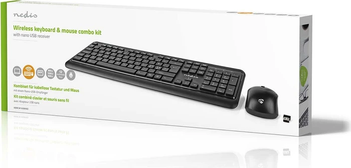 Nedis Tastatur und Maus Set, Wireless, USB, ND