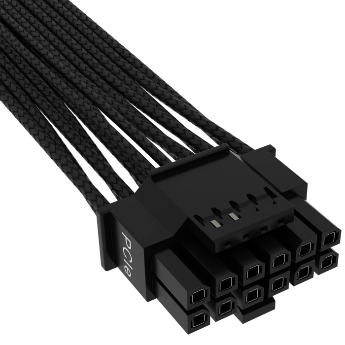 Corsair PSU Cable Type 4 - 600W PCIe 5.0 12VHPWR, 2x 8-Pin PCIe Stecker auf 16-Pin PCIe 5.0 12VHPWR Stecker, Adapterkabel, Premium Individually Sleeved, schwarz, 65cm