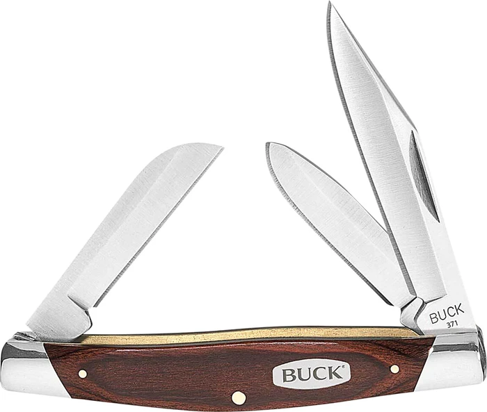 Buck 371 Stockman Taschenmesser woodgrain inlay