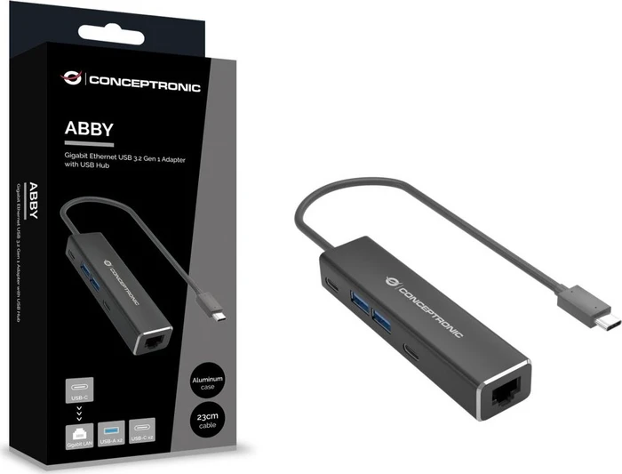 Conceptronic USB-Hub mit 2.5G LAN-Adapter, USB-C 3.0 [Stecker]