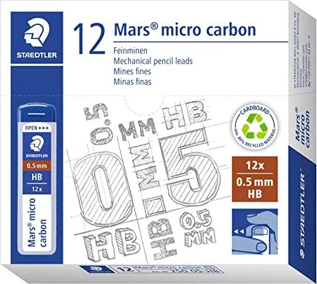 Staedtler Mars micro carbon 250 Druckbleistiftmine HB 0.5mm graphit, 12er-Pack