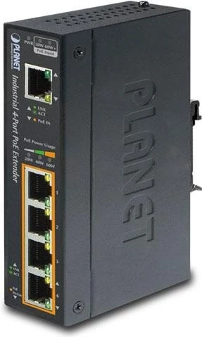 Planet Industrial Railmount Gigabit Switch, 5x RJ-45, 64W PoE++ PD