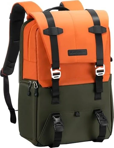 K&F Concept Kameratasche mit Regenschutz für 15,6-Zoll-Laptop, DSLR-Kameras orange