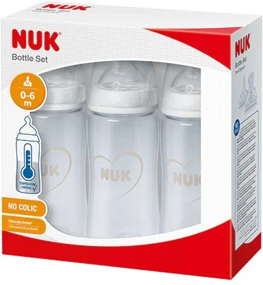 NUK First Choice Plus mit Temperature Control Trinkflaschen-Set, weiß, 3-tlg.