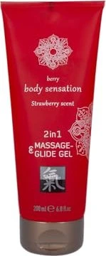 HOT Shiatsu Strawberry Scent 2in1 Massageöl und Gleitgel, 200ml