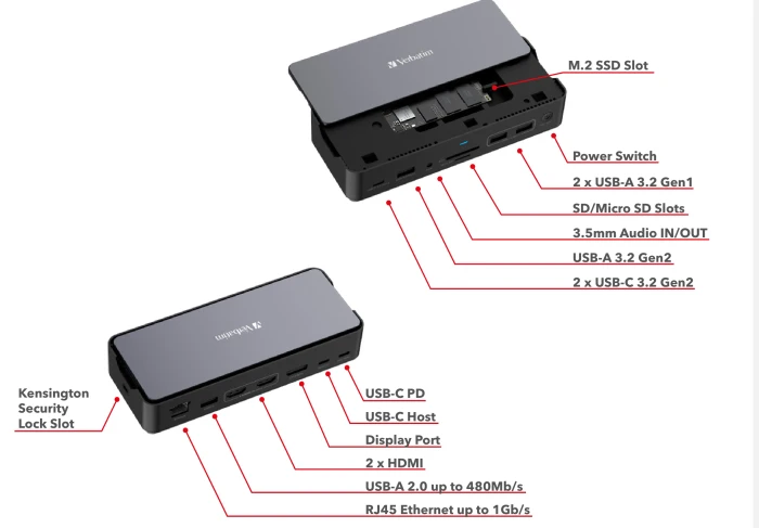 Verbatim USB-C Pro Docking Station CDS-15S, USB-C 3.1 [Buchse]